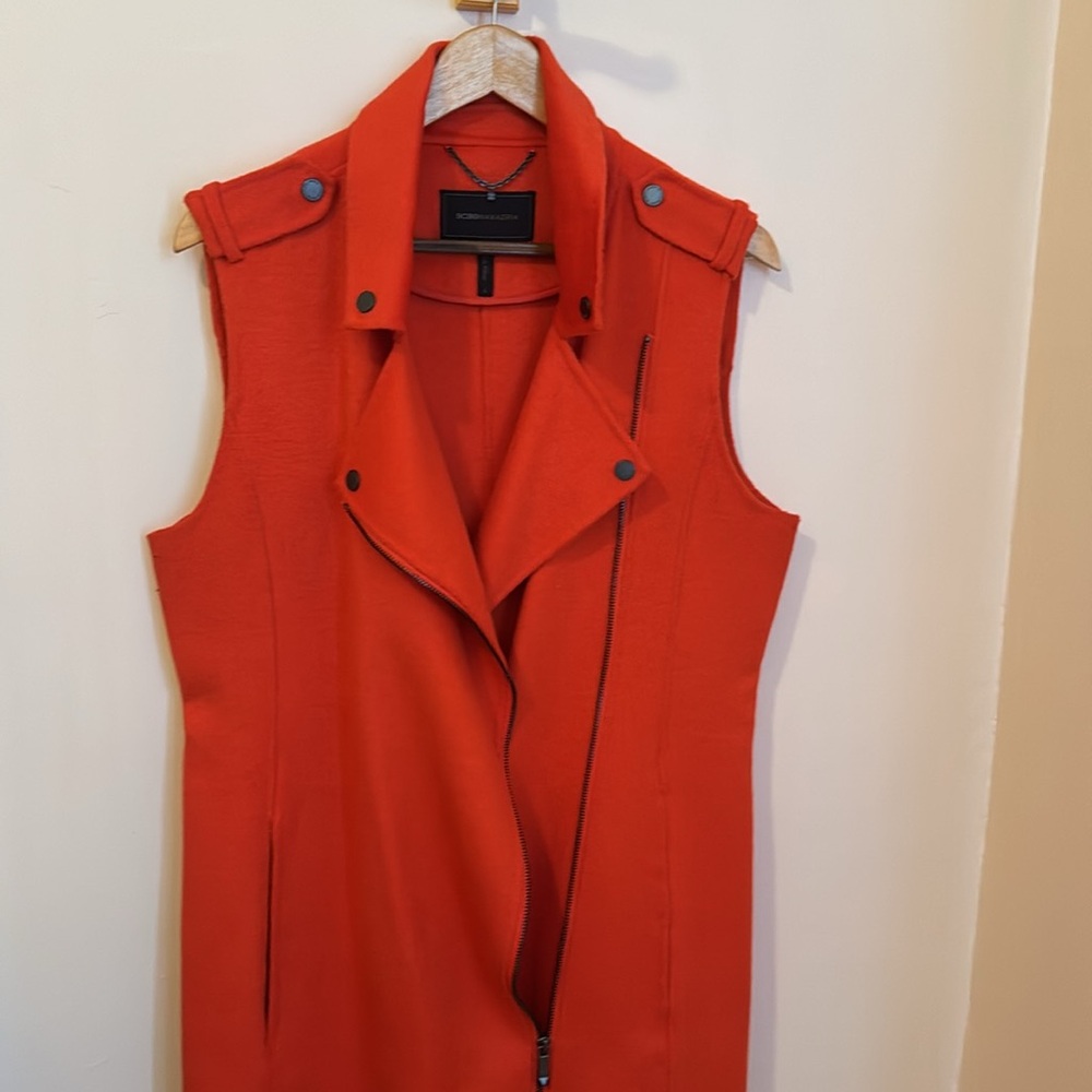 BCBG long orange felt vest/dress, size L - Picture 3 of 7